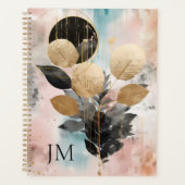 Elegante moderne gouden botanische monogram planner (Voorkant)
