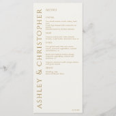 Elegante moderne gouden bruiloft menu (Voorkant)