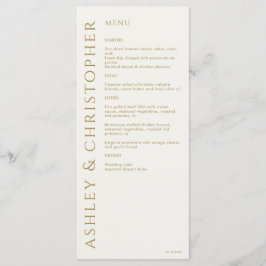 Elegante moderne gouden bruiloft menu