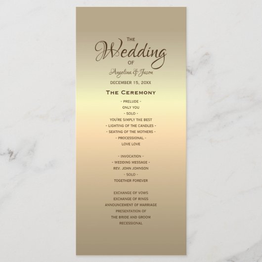 Elegante moderne gouden bruiloft programmakaart (Voorkant)