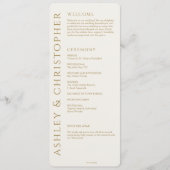 Elegante moderne gouden bruiloft programmakaart (Voorkant)