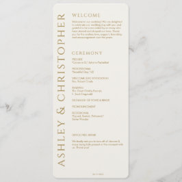 Elegante moderne gouden bruiloft programmakaart