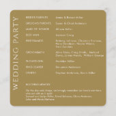 Elegante moderne gouden bruiloft programmakaart (Achterkant)