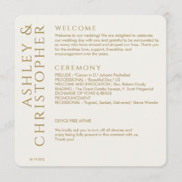 Elegante moderne gouden bruiloft programmakaart