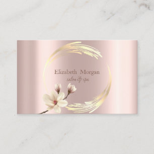 Elegante moderne gouden cirkel magnolia roze goud visitekaartje