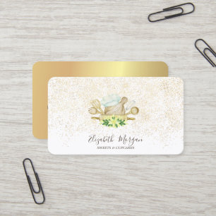Elegante moderne gouden confetti bloem bakkerij ge visitekaartje