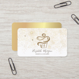 Elegante Moderne Gouden Confetti Cupcake Visitekaartje