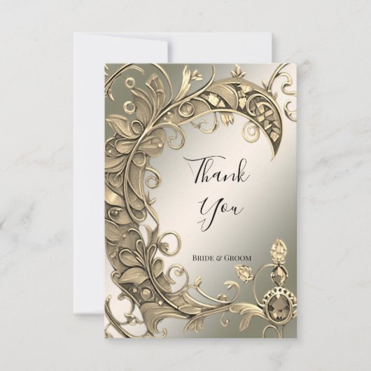 Elegante moderne gouden decoratieve bedankkaart (Voorkant)