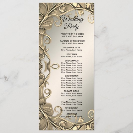 Elegante moderne gouden decoratieve bruiloft progr programmakaart (Achterkant)