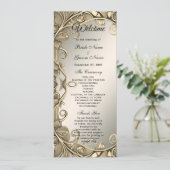 Elegante moderne gouden decoratieve bruiloft progr programmakaart (Staand voorkant)