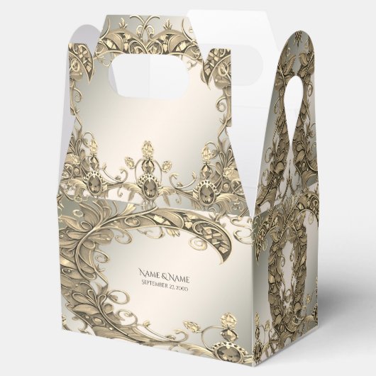 Elegante moderne gouden decoratieve gunstbox bedankdoosjes (Geopend)