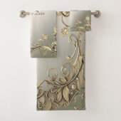 Elegante moderne gouden decoratieve handdoek set (Insitu)