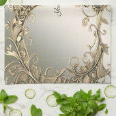 Elegante moderne gouden decoratieve keukenhanddoek (Gevouwen)