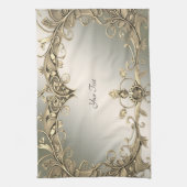 Elegante moderne gouden decoratieve keukenhanddoek (Verticaal)