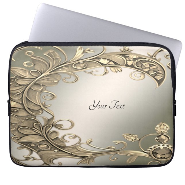 Elegante moderne gouden decoratieve laptophoes laptop sleeve (Voorkant)