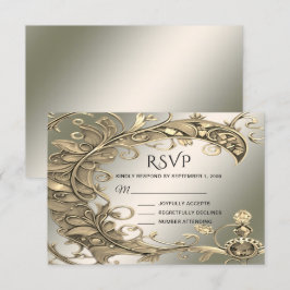 Elegante moderne gouden decoratieve RSVP-kaart RSVP Kaartje