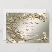 Elegante moderne gouden decoratieve save the date (Voorkant)