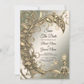 Elegante moderne gouden decoratieve save the date (Voorkant)