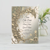 Elegante moderne gouden decoratieve save the date (Staand voorkant)