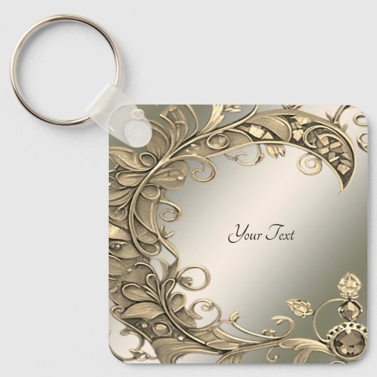 Elegante moderne gouden decoratieve Sleutelhanger (Voorkant)