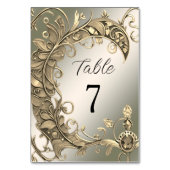 Elegante moderne gouden decoratieve tafel nummer kaart (Voorkant)