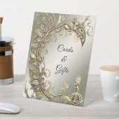 Elegante moderne gouden decoratieve tafelblad bord reclamebord met voetstuk (Insitu)