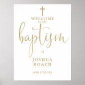 Elegante moderne gouden doop welkomstbord poster (Voorkant)