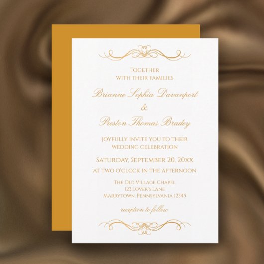 Elegante moderne gouden en witte aangepaste bruilo kaart