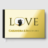 Elegante Moderne Gouden Foto Hart Custom Wedding Gastenboek (Voorkant)