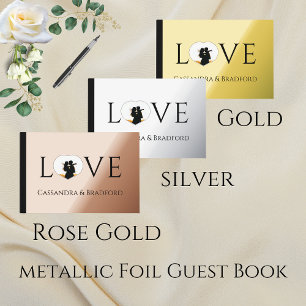 Elegante Moderne Gouden Foto Hart Custom Wedding Gastenboek