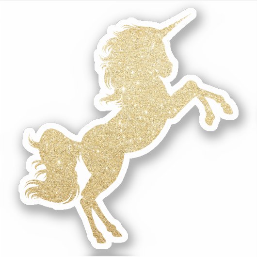 Elegante moderne  gouden glitter eenhoorn sticker (Voorkant)