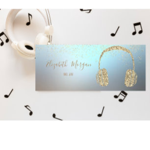 Elegante moderne gouden glitter hoofdtelefoon DJ, Mini Visitekaartje