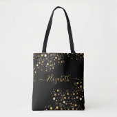Elegante moderne gouden glitter met persoonlijke n tote bag (Voorkant)