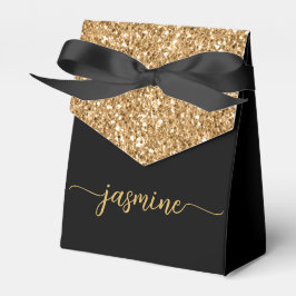 Elegante Moderne Gouden Glitter Monogram Naam Scri Bedankdoosjes
