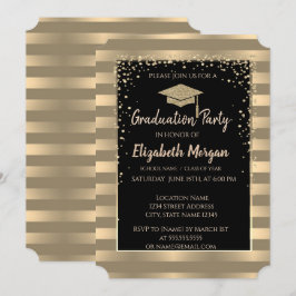 Elegante moderne gouden glitters eindexamenhoed, s kaart