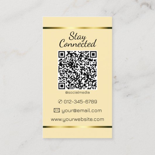 Elegante Moderne Gouden Hart Foto QR Code Sjabloon Visitekaartje (Achterkant)