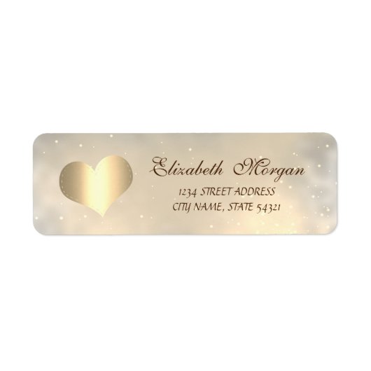 Elegante moderne gouden hart, glanzend adres etiket (Voorkant)