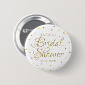 Elegante moderne gouden harten bruidsdouche ronde button 5,7 cm (Voorkant /achterkant)