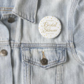 Elegante moderne gouden harten bruidsdouche ronde button 5,7 cm (In situ)