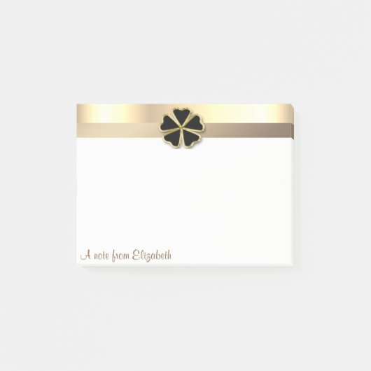 Elegante Moderne Gouden Klaver - Gepersonaliseerd Post-it® Notes (Voorkant)