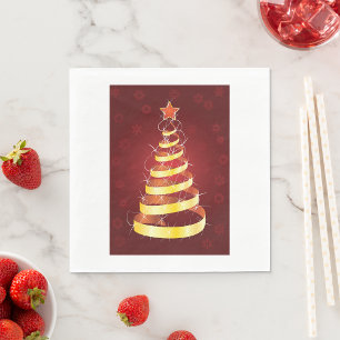 Elegante moderne gouden lint kerstboom servet