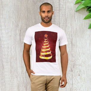 Elegante moderne gouden lint kerstboom t-shirt