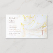 Elegante Moderne Gouden Marmeren Monogram Professi Visitekaartje (Voorkant)