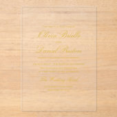 Elegante moderne gouden minimalistische bruiloft acryl uitnodigingen (Voorkant)
