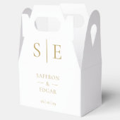 Elegante moderne gouden monogram bruiloft bedankdoosjes (Geopend)