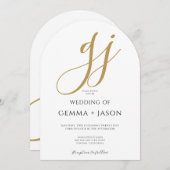 Elegante moderne gouden monogram bruiloft kaart (Voorkant / Achterkant)