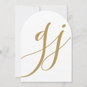 Elegante moderne gouden monogram bruiloft kaart (Achterkant)