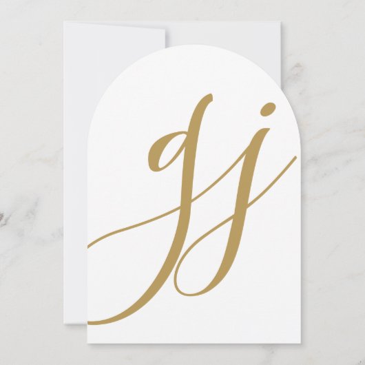 Elegante moderne gouden monogram bruiloft kaart (Achterkant)