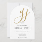 Elegante moderne gouden monogram bruiloft kaart (Voorkant)