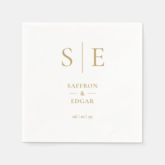 Elegante moderne gouden monogram bruiloft servet (Voorkant)